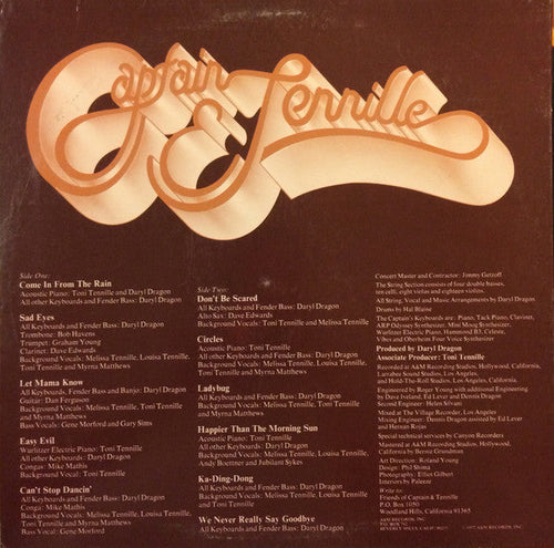 Captain And Tennille - Come In From The Rain - LP