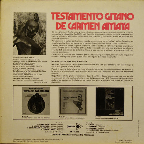 Carmen Amaya & Company - Testamento Gitano De Carmen Amaya - LP