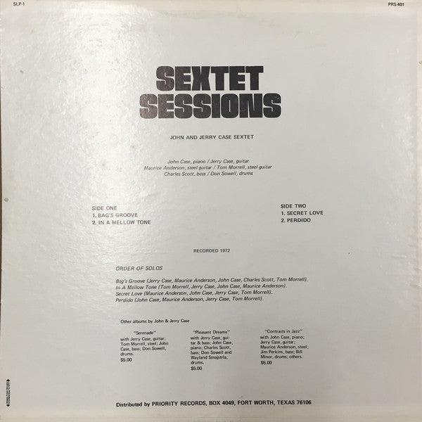 John & Jerry Case Sextet - Sextet Sessions - LP