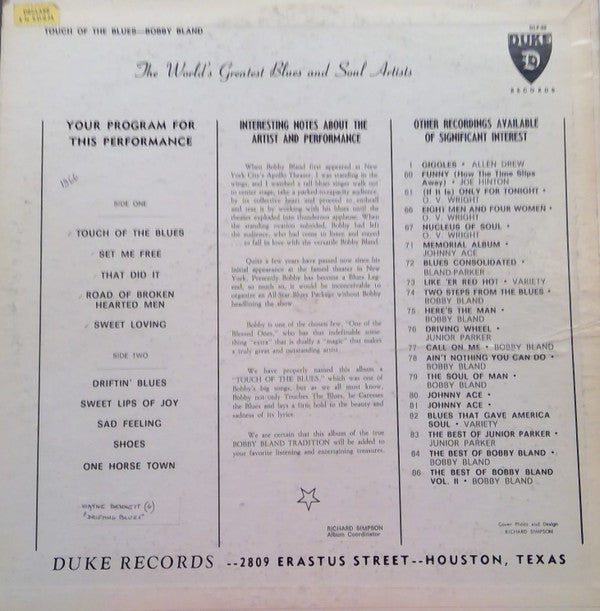 Bobby Bland - Touch Of The Blues - LP