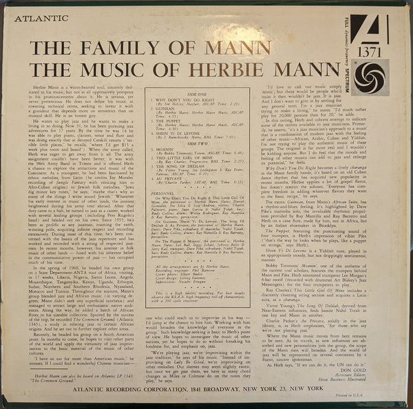 The Family Of Mann - The Music Of Herbie Mann - LP