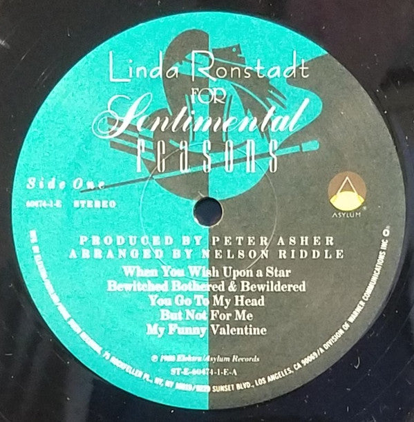 Linda Ronstadt With Nelson Riddle & His Orchestra* - For Sentimental Reasons - LP