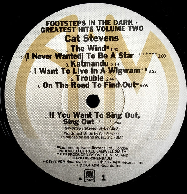 Cat Stevens - Footsteps In The Dark - Greatest Hits Volume Two - LP