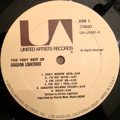 Gordon Lightfoot - The Very Best Of Gordon Lightfoot - LP