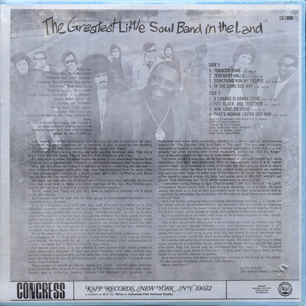 The Greatest Little Soul Band In The Land Featuring Arrangements And Vocals By J.J. Jackson - The Greatest Little Soul Band In The Land - LP