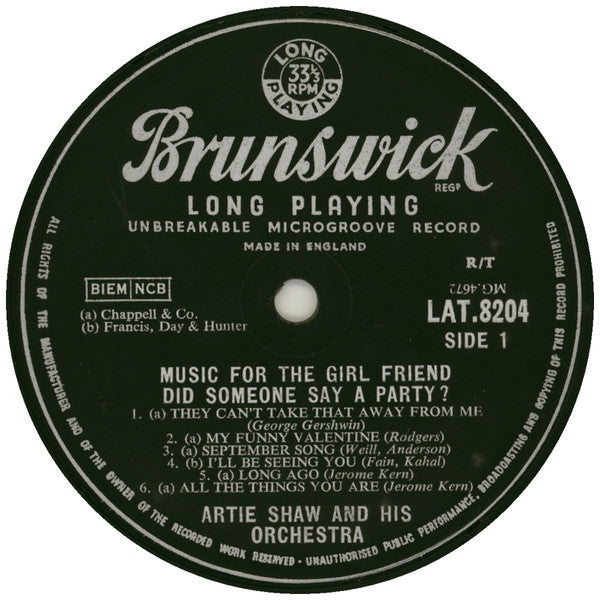 Artie Shaw And His Orchestra - Did Someone Say "A Party?" - LP