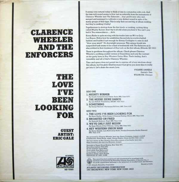 Clarence Wheeler And The Enforcers* - The Love I've Been Looking For - LP