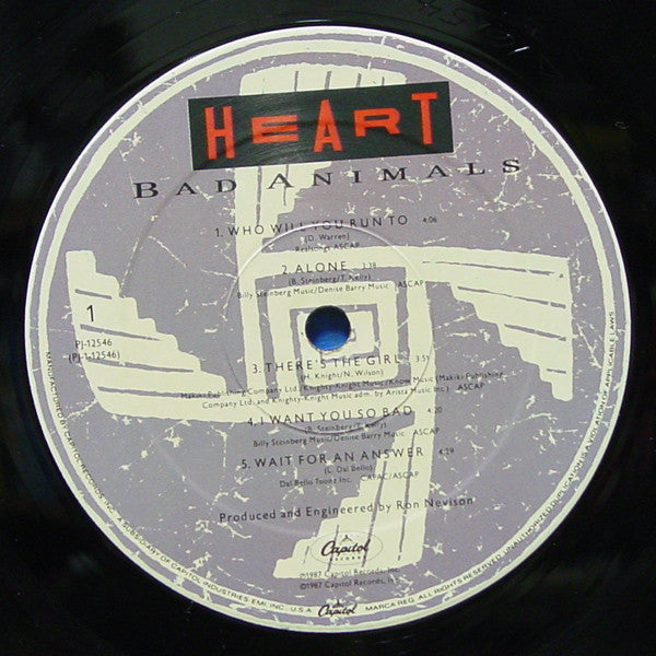 Heart - Bad Animals - LP