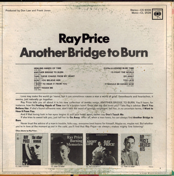 Ray Price - Another Bridge To Burn - LP