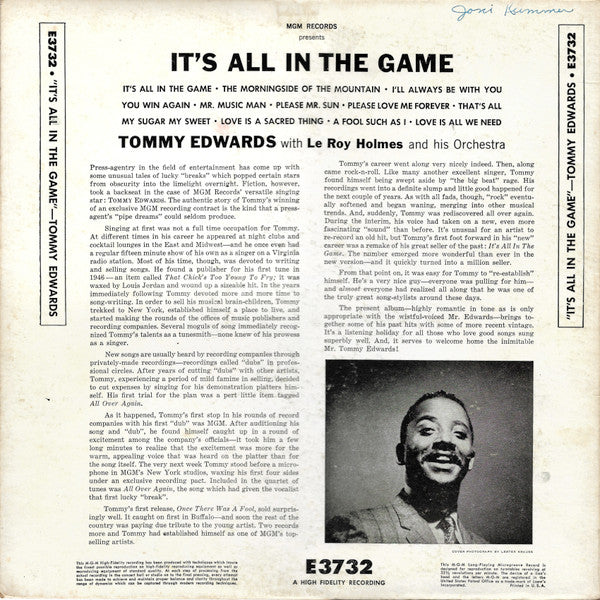 Tommy Edwards - It's All In The Game - LP