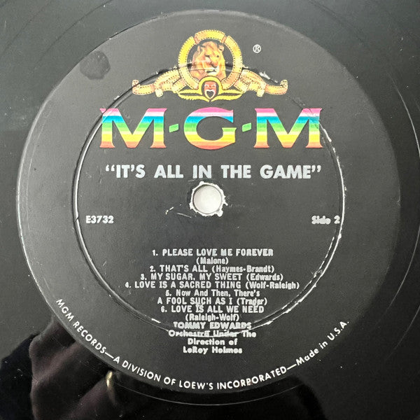 Tommy Edwards - It's All In The Game - LP