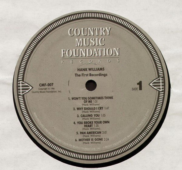 Hank Williams - The First Recordings - LP