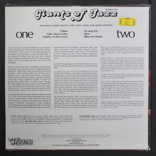 Charles Mingus, Earl Fatha Hines*, Lionel Hampton - Giants Of Jazz Volume Two - LP