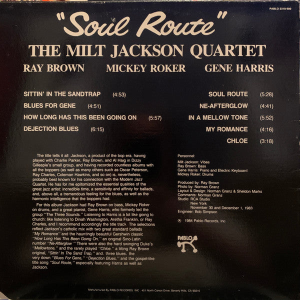 The Milt Jackson Quartet - Soul Route - LP