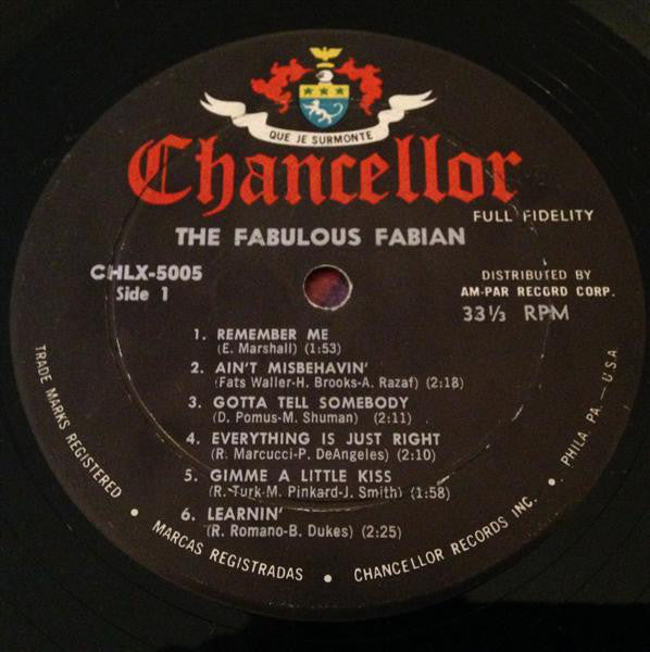 Fabian (6) - The Fabulous Fabian - LP