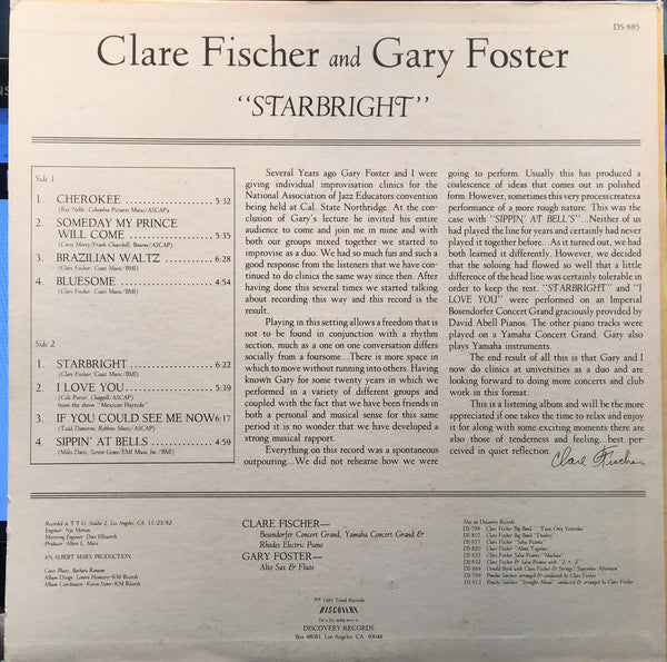 Clare Fischer And Gary Foster - Starbright