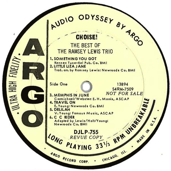 The Ramsey Lewis Trio - Choice!: The Best Of The Ramsey Lewis Trio - LP