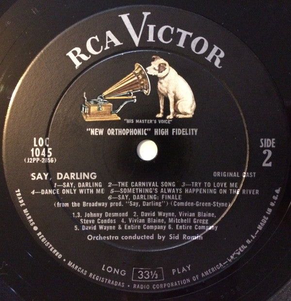 Jule Styne, Betty Comden, Adolph Green / Featuring David Wayne (3), Vivian Blaine, Johnny Desmond - Say, Darling (A Comedy About A Musical) - LP