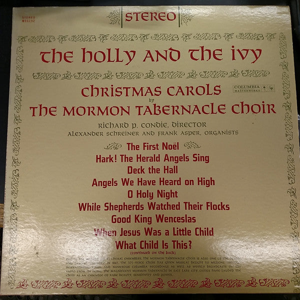The Mormon Tabernacle Choir* - The Holly And The Ivy:  Christmas Carols By The Mormon Tabernacle Choir - LP