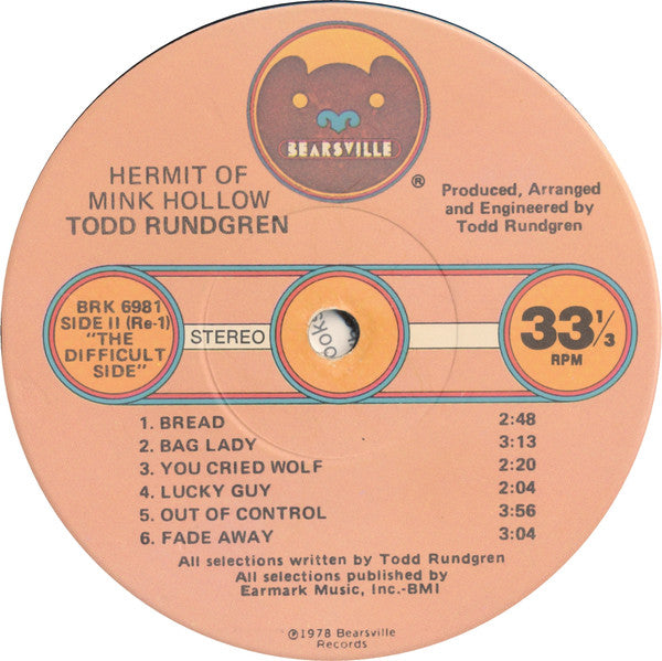 Todd Rundgren - Hermit Of Mink Hollow - LP