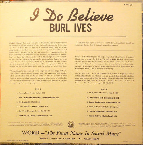 Burl Ives - I Do Believe - LP