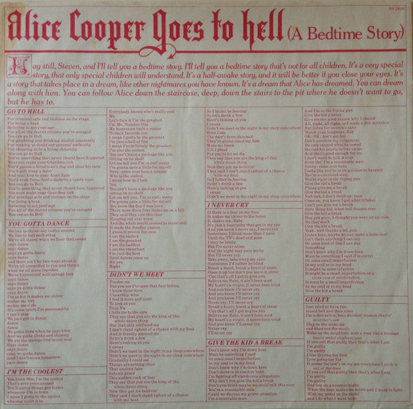 Alice Cooper  - Alice Cooper Goes To Hell - LP