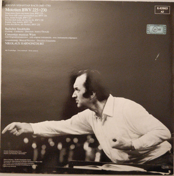 Johann Sebastian Bach, Bachchor Stockholm*, Concentus Musicus Wien, Nikolaus Harnoncourt - Die 6 Motetten BWV 225-230 = The 6 Motets = Les 6 Motets - LP