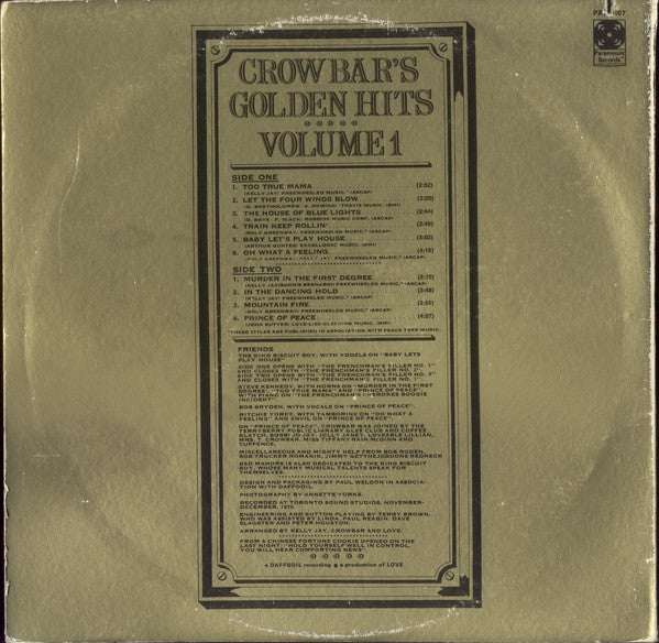 Crowbar (3) - Bad Manors (Crowbar's Golden Hits, Volume 1) - LP